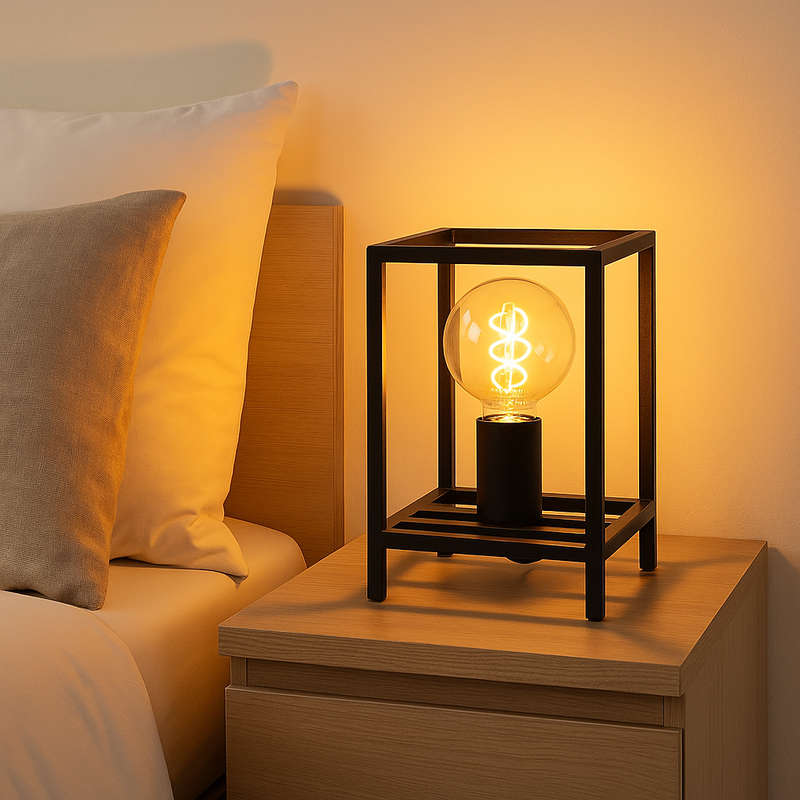 Black Cube Table Lamp