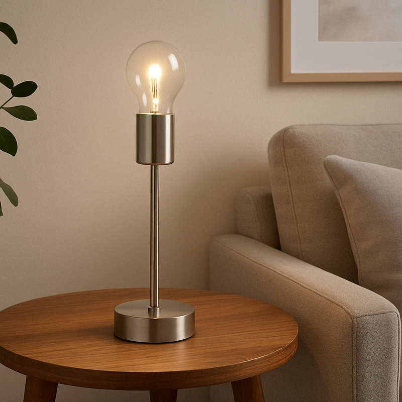 Bishop Satin Chrome Table Lamp