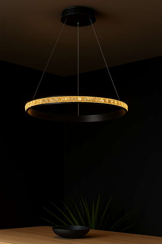 LED Crystal Ring Pendant Light