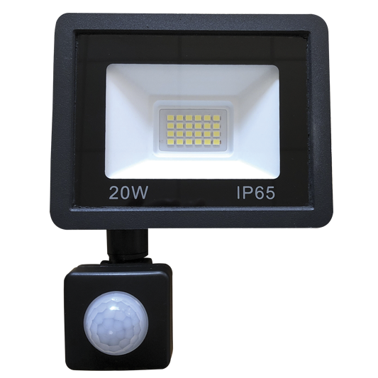 20W LED Black Flood Light IP65 - PIR Sensor