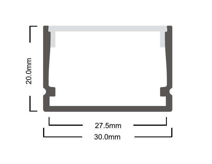 LED Extrusion - 30x20 Profile Complete (3m)