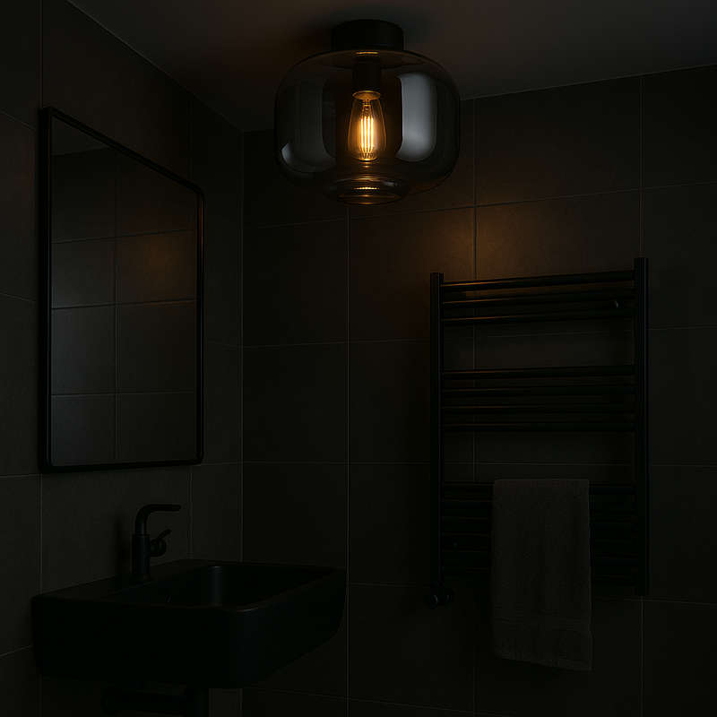 Glass Smoke Black Ceiling Light IP20