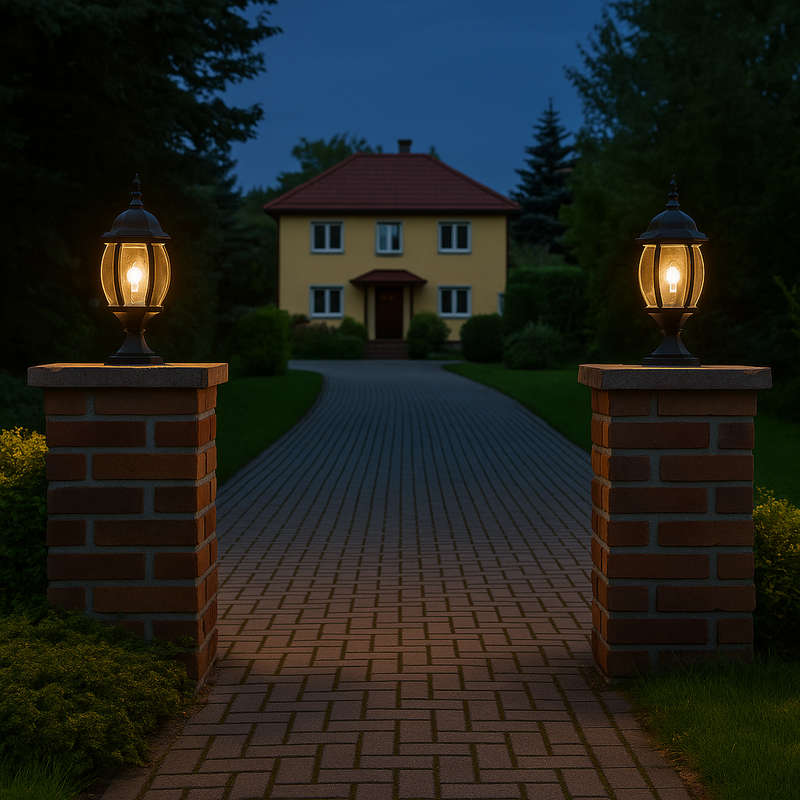 John Black Outdoor Pillar Lantern IP44