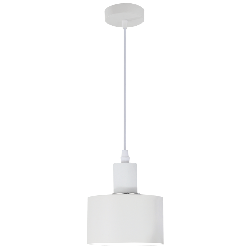 White Metal Pendant Light Adjustable Cord E27 Base