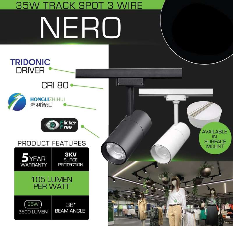 Nero 35W 3 Wire LED Track Spot