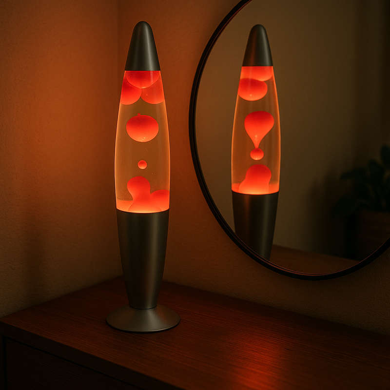 Red & Clear Lava Lamp - Silver Base