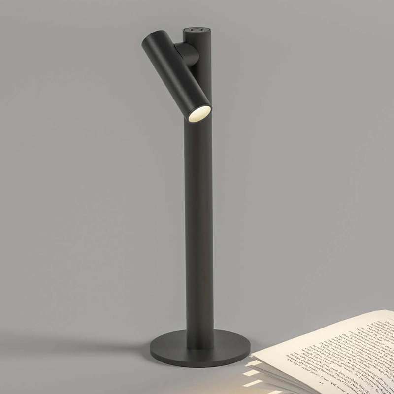 Zoom Rechargeable Black Table Lamp