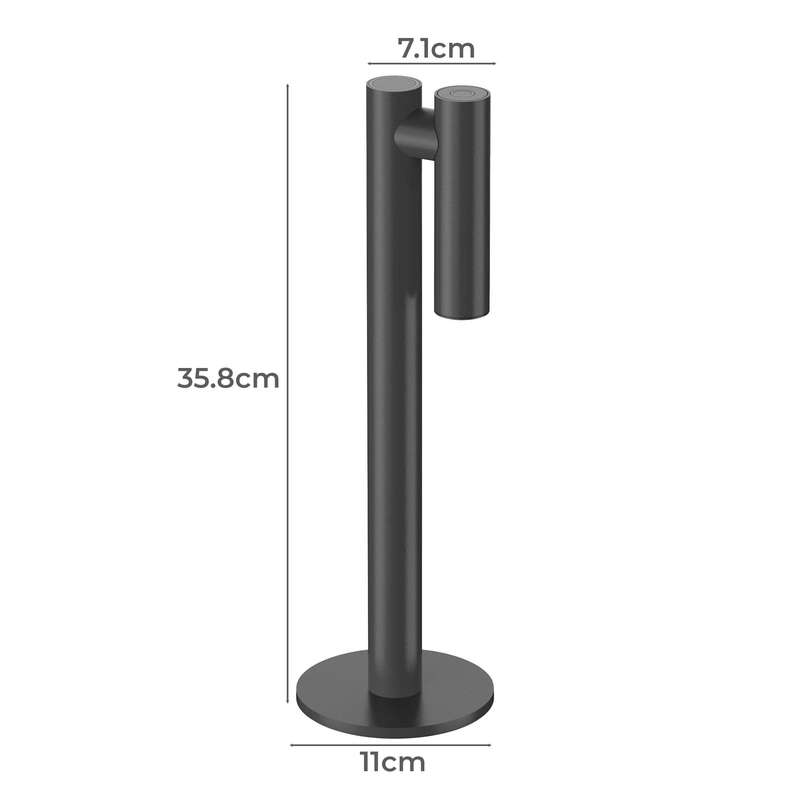Zoom Rechargeable Black Table Lamp