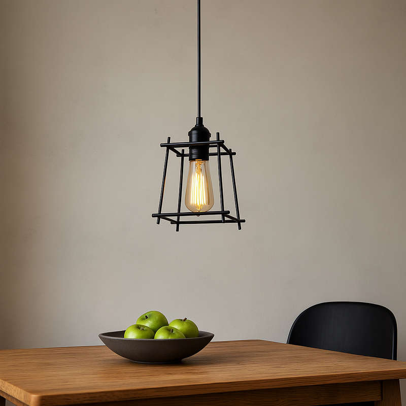 Bare Black Pendant Light