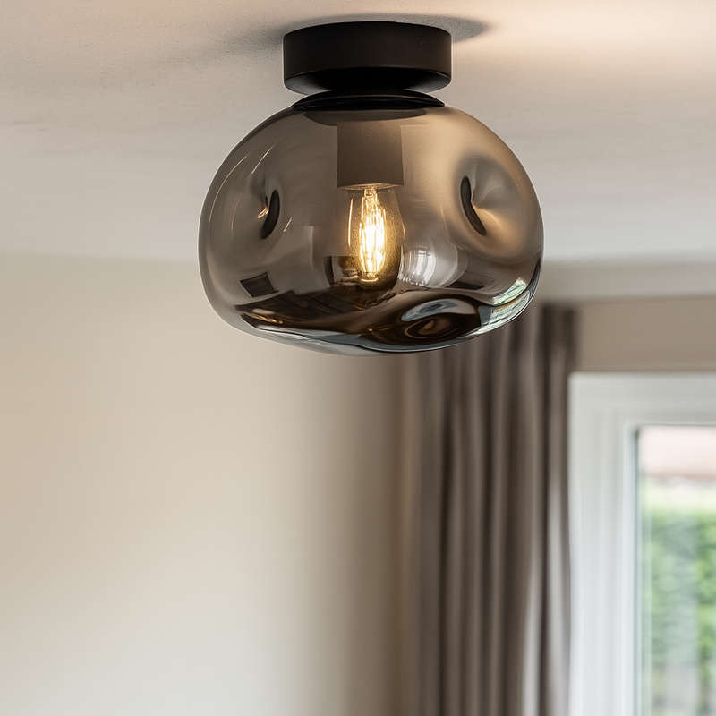 Molten Glass Smoke Black Ceiling Light