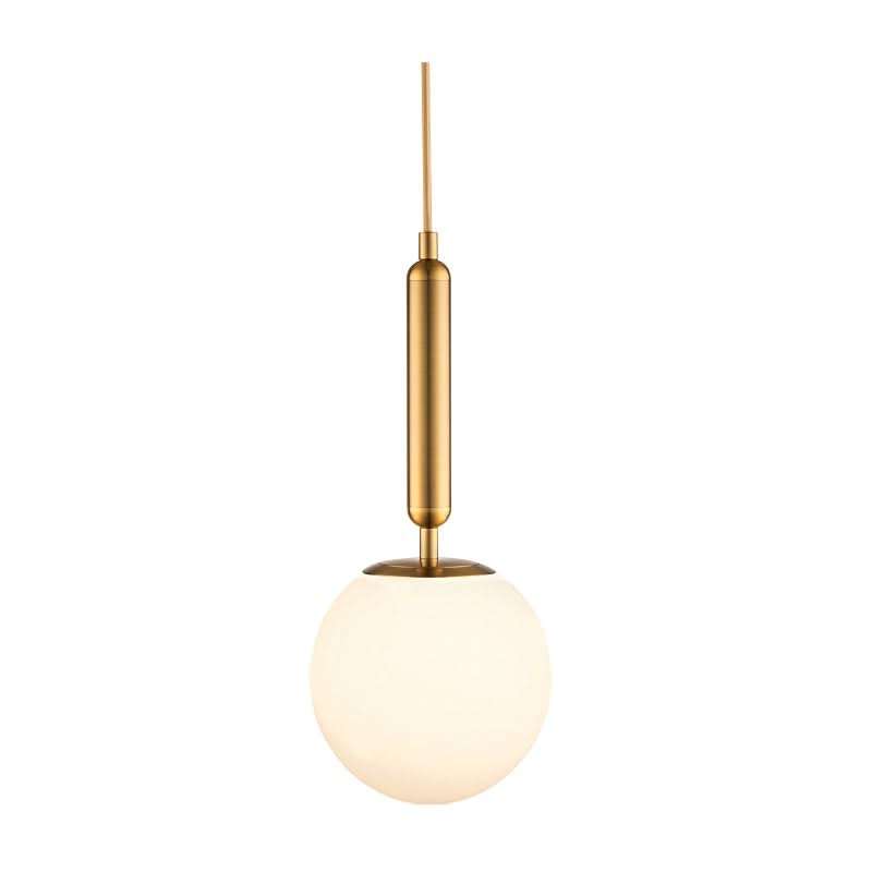 Fizz Pop Small Frosted White Glass and Antique Brass Pendant
