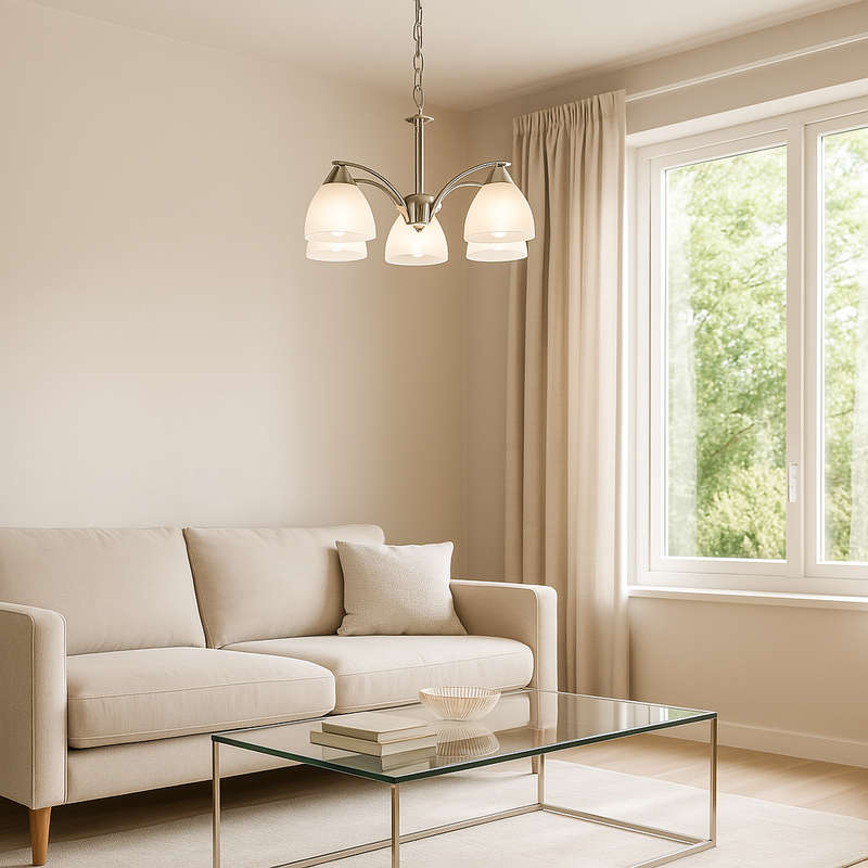5 Light Satin Chrome Chandelier