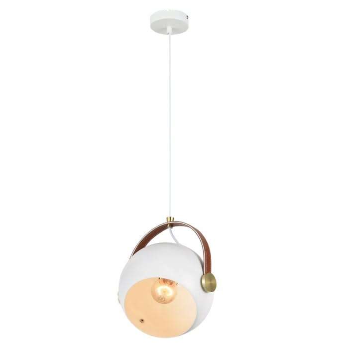 White Leather Strap Pendant Light