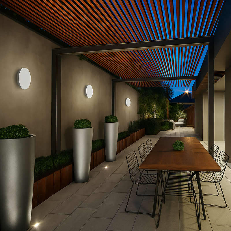 Spazio Focal Round Matt White LED Outdoor Wall Light
