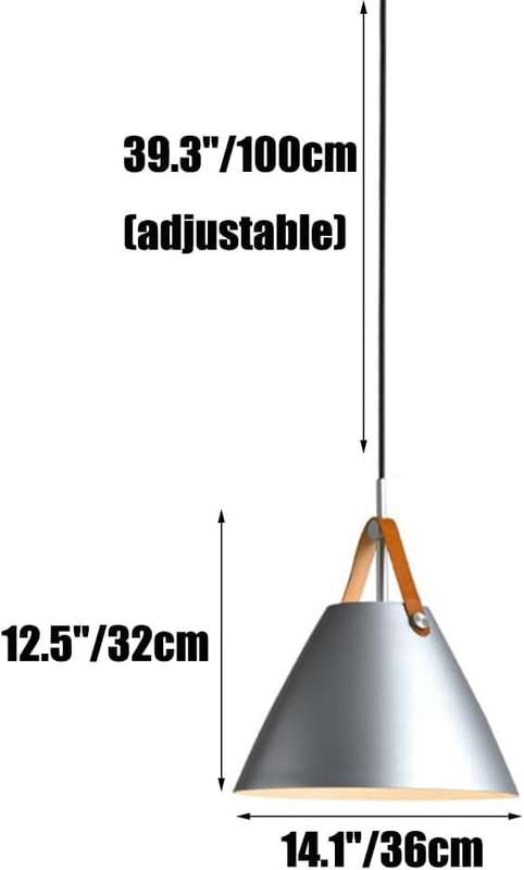 Helly Silver & Leather Cone Pendant Light