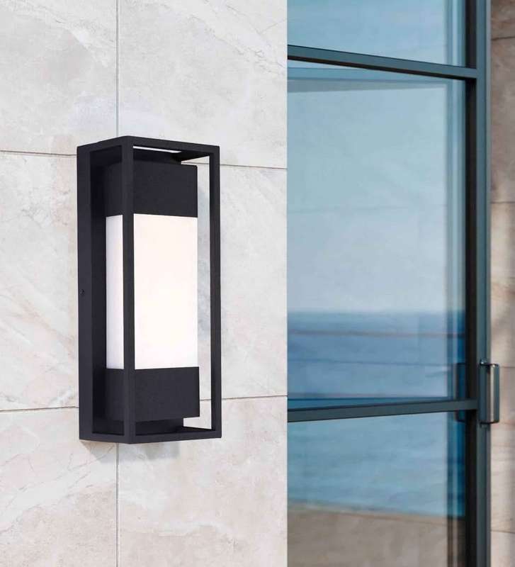 Alcatraz Textured Black Outdoor LED Wall Light