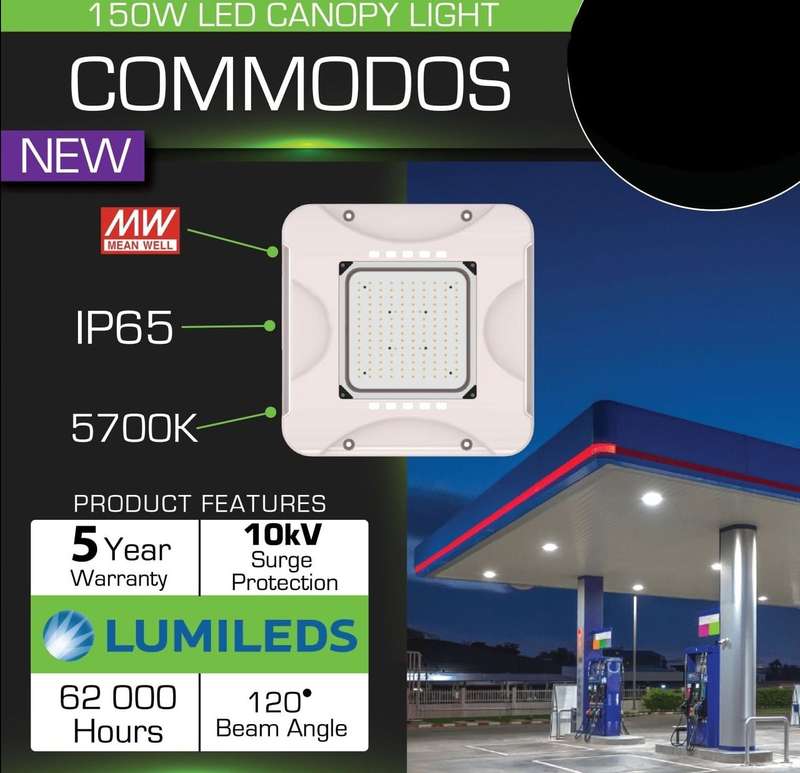 Commodos 150W LED Canopy Light (5 Year)
