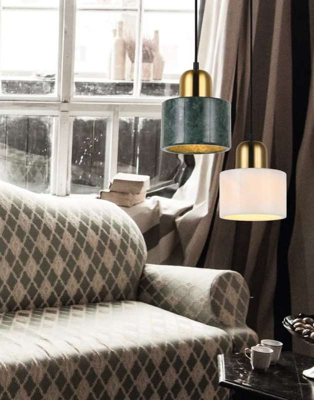 Cannon Green & Gold Marble Pendant Light