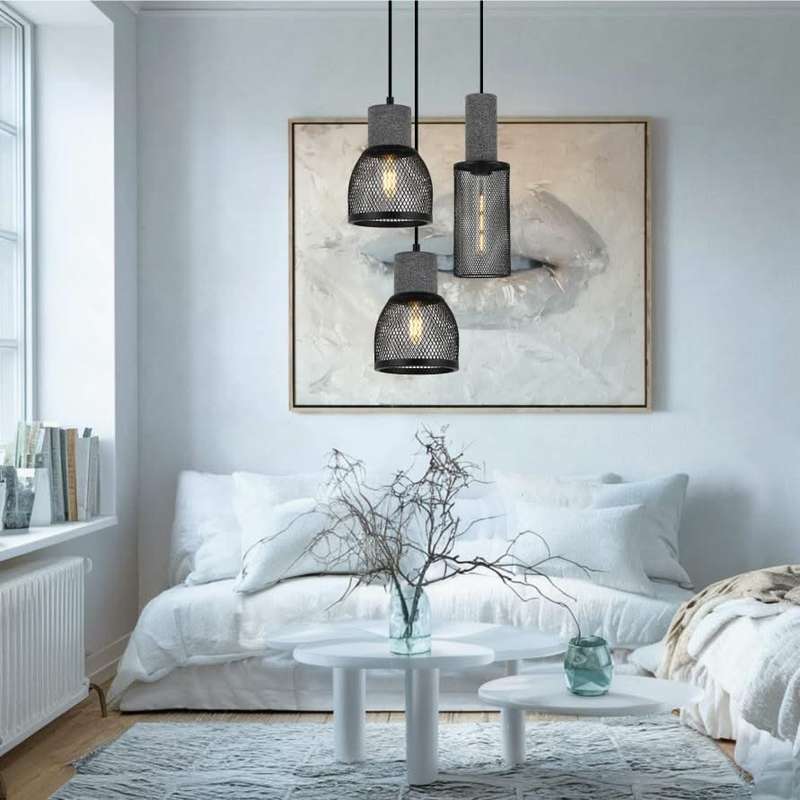Midnight Long Mesh & Stone Pendant Light
