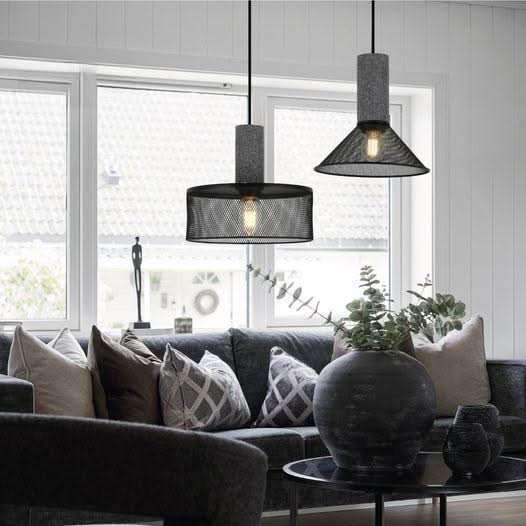 Midnight Cone Mesh & Stone Pendant Light