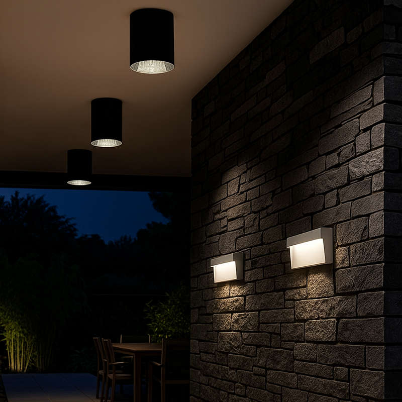 Portico Slim Black LED Outdoor Ceiling Light Warm White