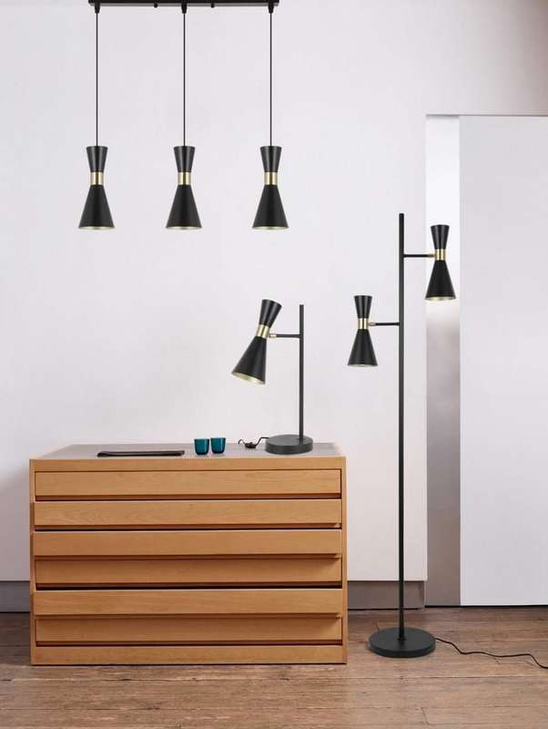 Carrington 3 Light Black & Gold Pendant Light