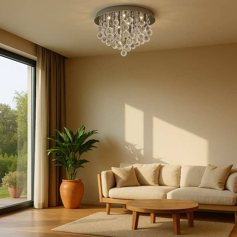Reina Chrome Crystal Ceiling Light