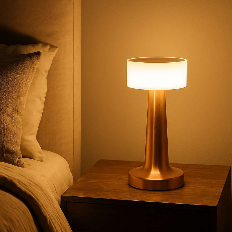 Copper LED Table Lamp - Rechargeable, Dimmable & USB Charging
