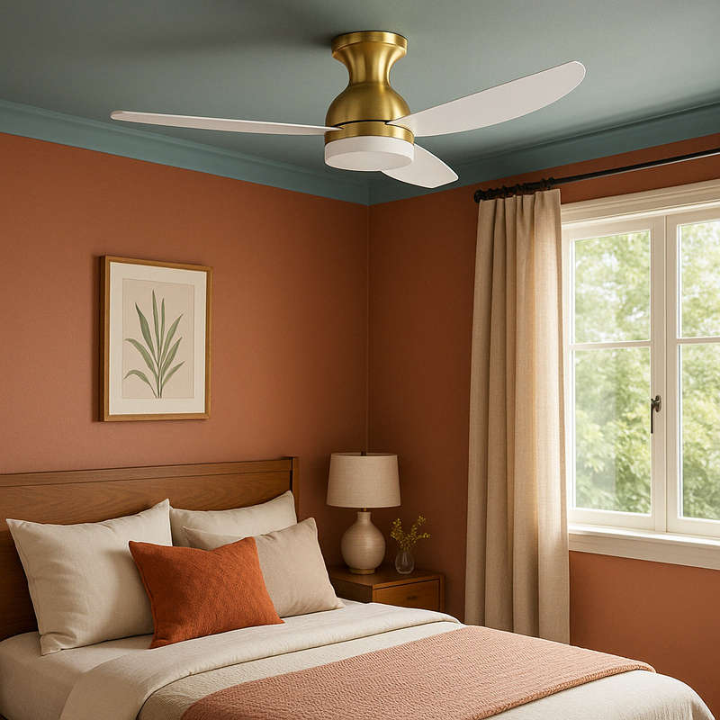 3 Blade Brass & White Ceiling Fan