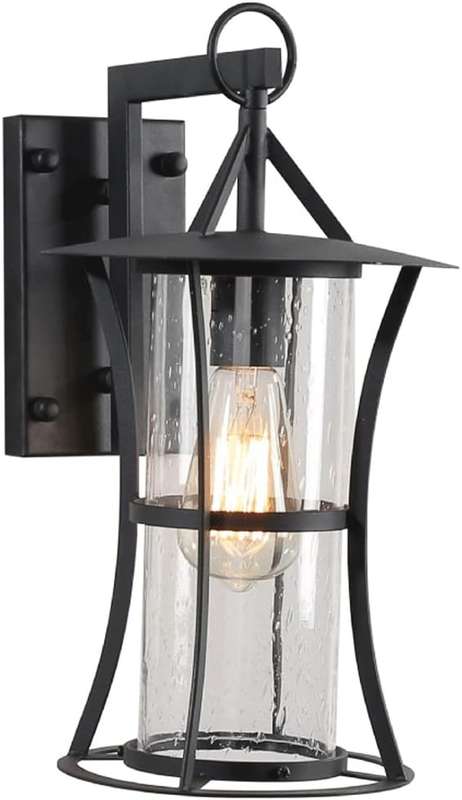 Decorative Iron and Clear Speckled Glass Wall Light