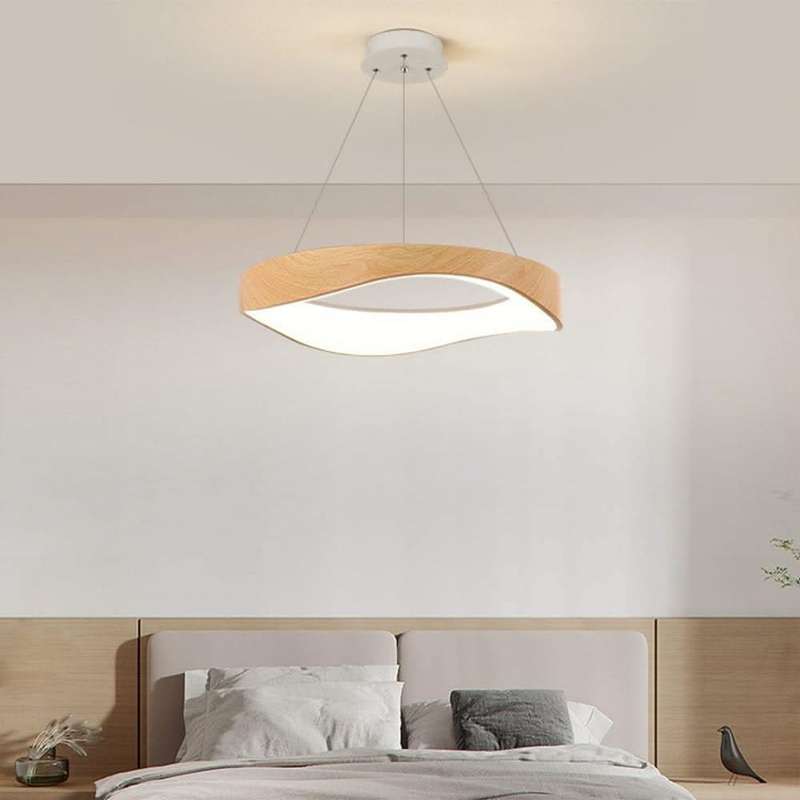 Ellipse LED Wood Grain Pendant Light