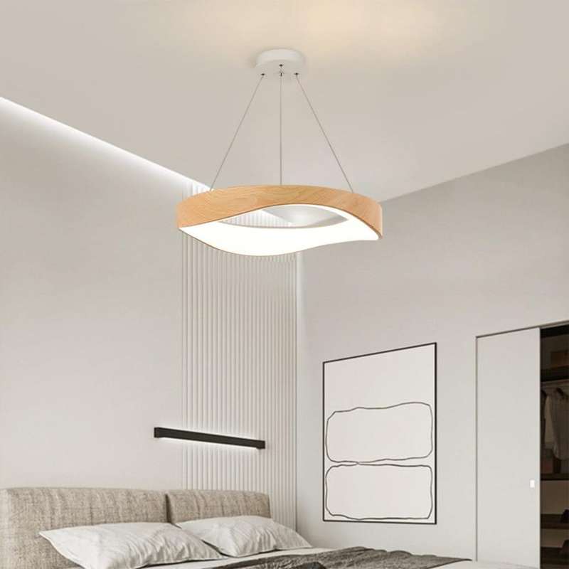 Ellipse LED Wood Grain Pendant Light