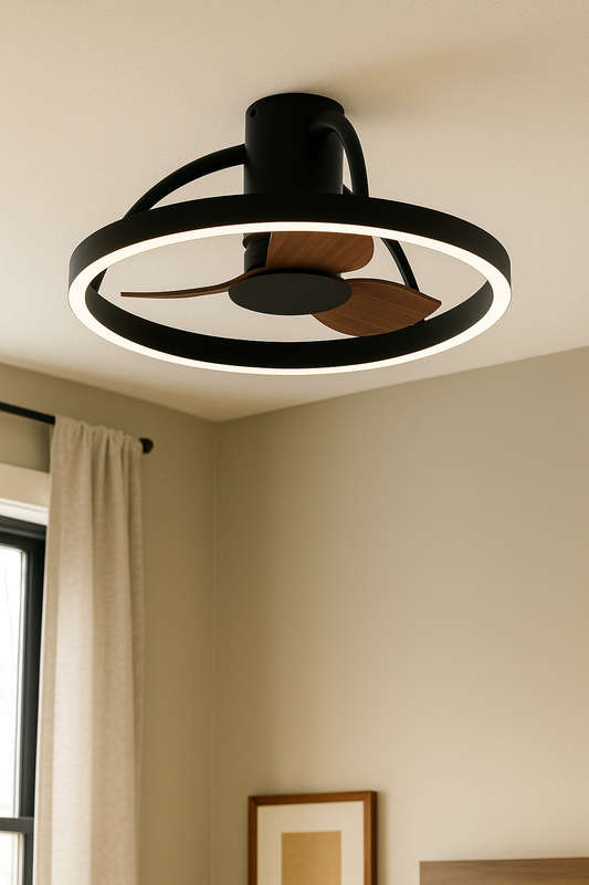 Modern Black & Wood 60cm LED Ceiling Fan