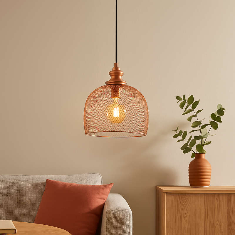 Straiton Copper Mesh Pendant Light