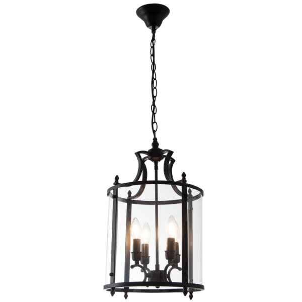 Olivia Pendant Light in Matt Black Metal with Clear Glass