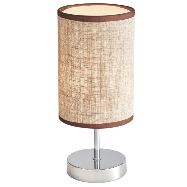 Polished Chrome Table Lamp with Light Brown Shade