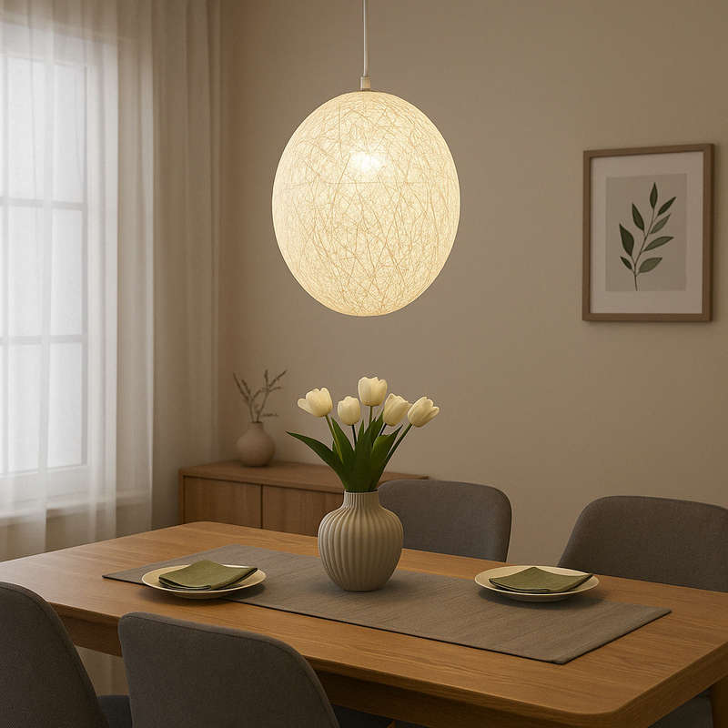 White Egg Twine Pendant Light