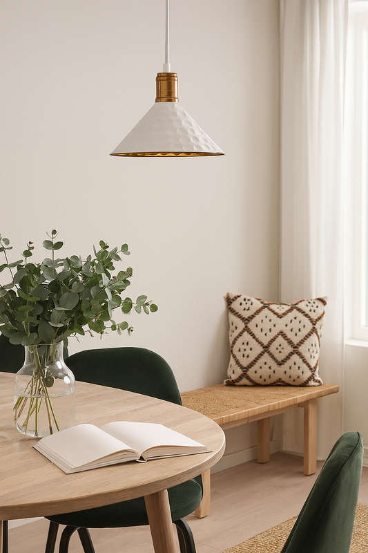 White Iron Pendant with White Cord