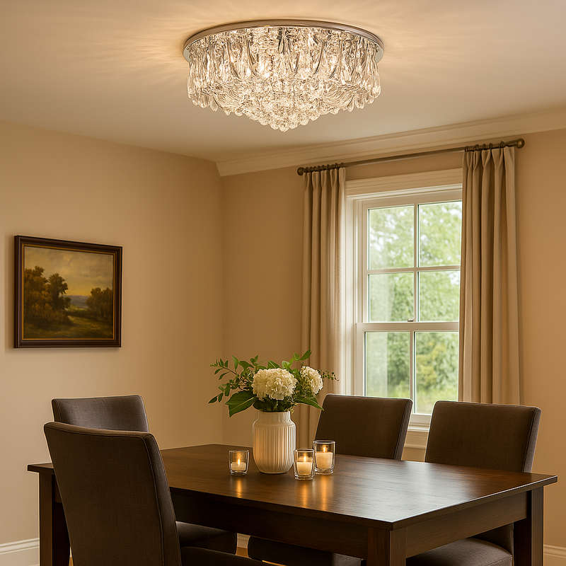 Chrome LED Ceiling Fitting with Crystals