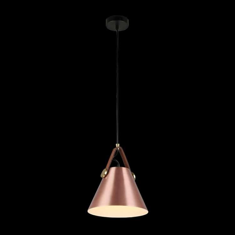 Copper Pendant Light Aisha - Leather & Iron Cone Design