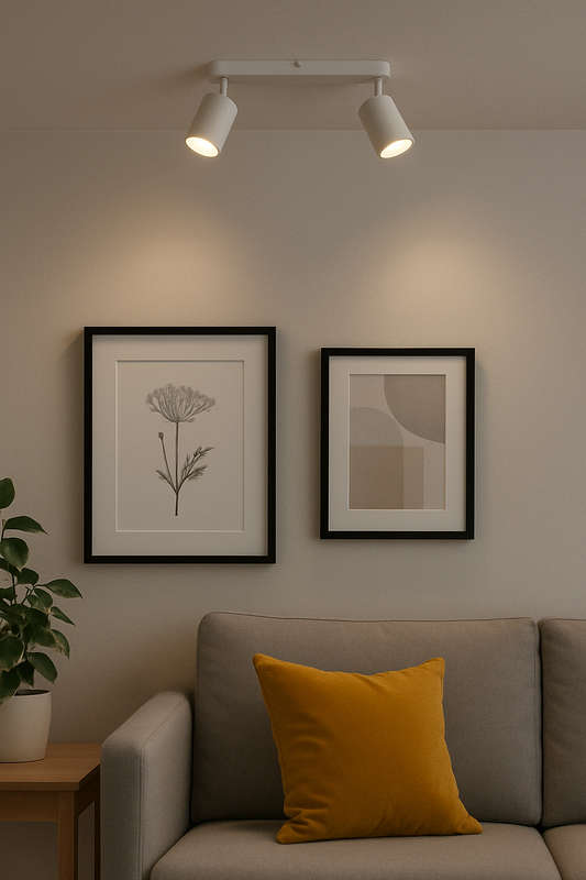 2 Light Matt White Ceiling Spotlight Straight