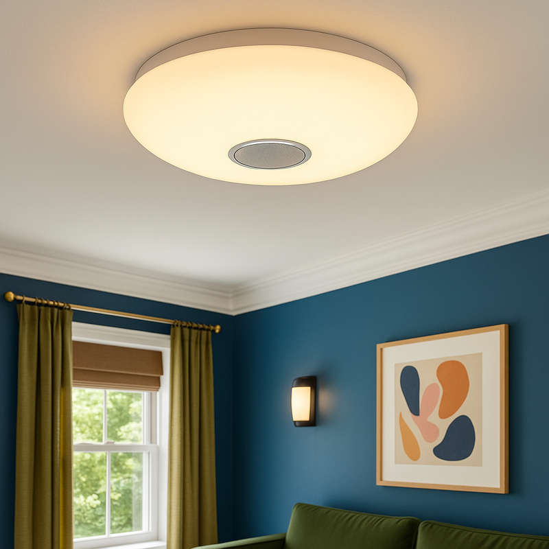 Ava White LED Ceiling Fitting & Bluetooth Speaker