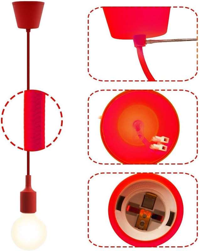 Red Fabric Pendant Light