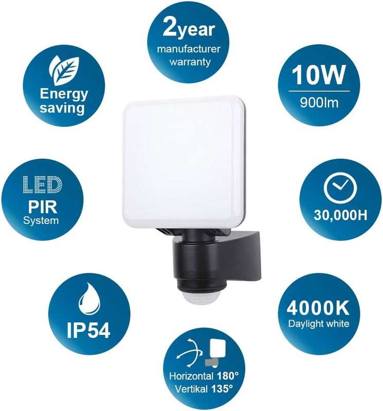 LED Flood Light - 10W / 20W Adjustable Head LED Floodlight (Motion Sensor)