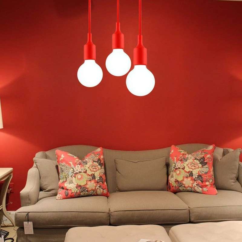 Red Fabric Pendant Light