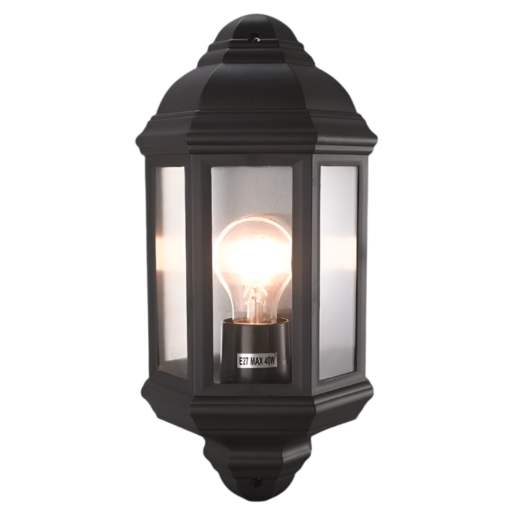 Coastal Black Outdoor Wall Light Polypropylene IP44