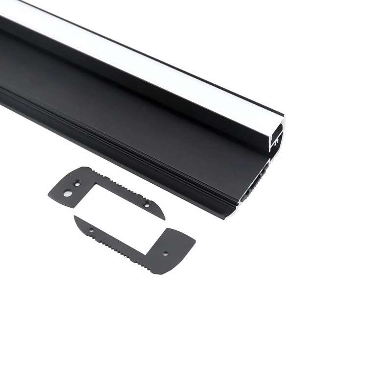 LED Stair / Step Profile Black - Downlight End Caps