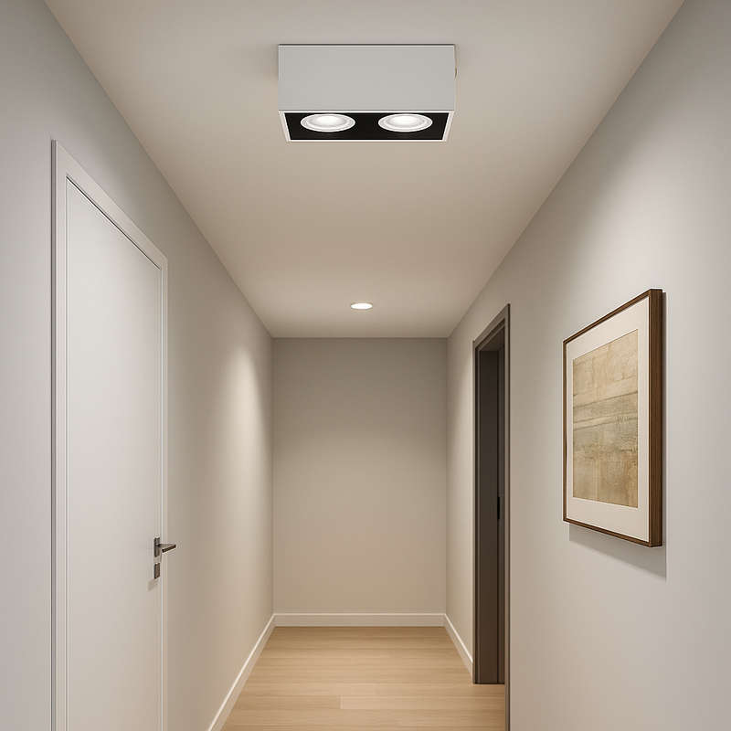 Spazio White LED Downlight 2 Light Rectangular