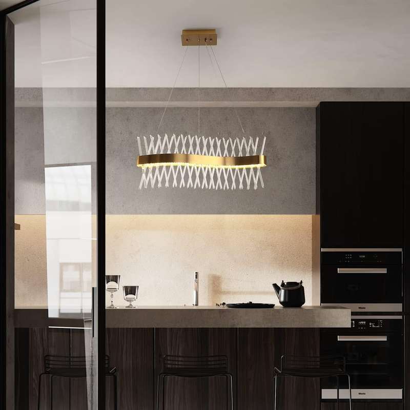 Wave Gold & Crystal Chandelier