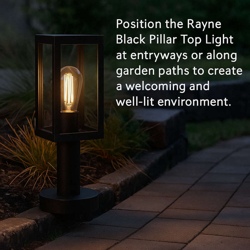 Rayne Black Pillar Top Light